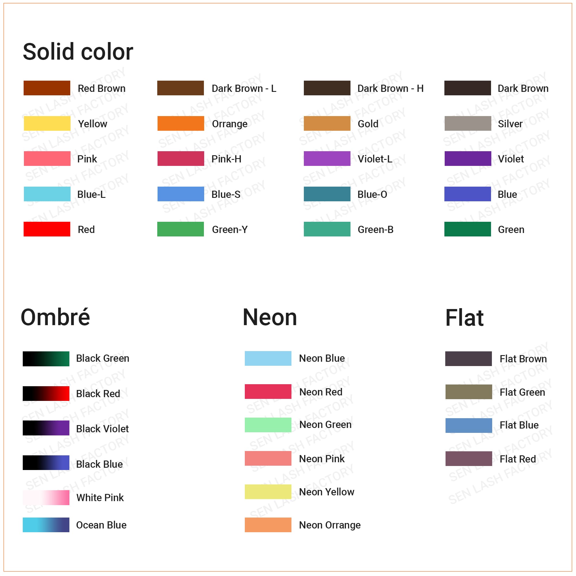 sen lash factory. lash color options -cp